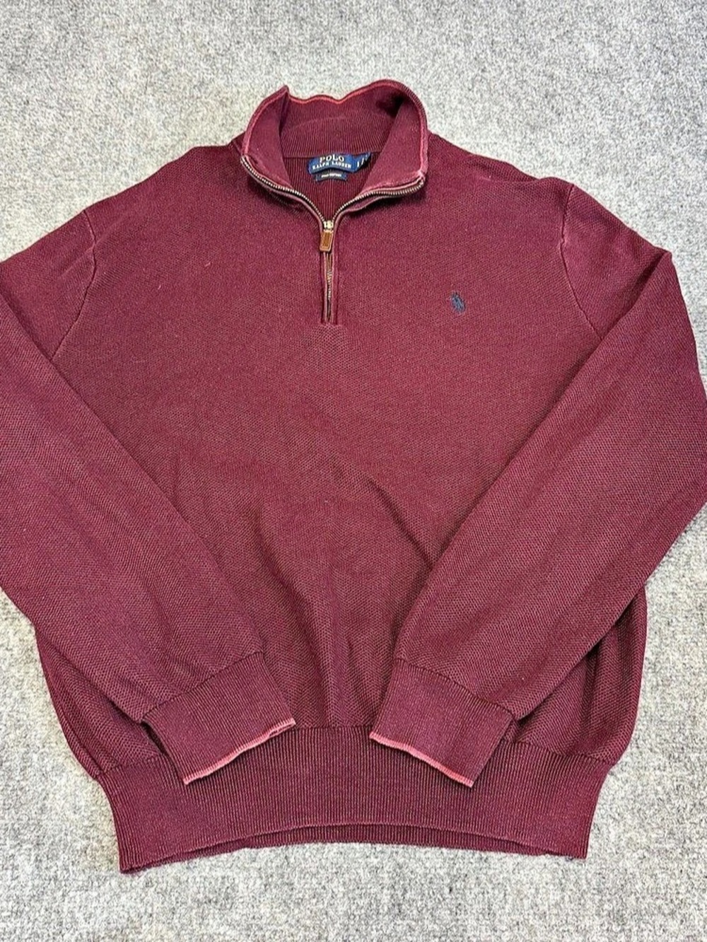 Polo Ralph Lauren Pima Cotton Quarter-Zip Sweater Burgundy Large